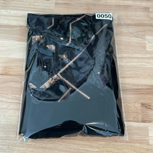 Express Festive Black Sequin Jumpsuit - Picture 8 of 8